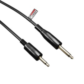rhinocables 3.5mm to 6.35mm Mono Jack Audio Cable TS Aux Sound Lead Male Plug (6.35mm, ¼ in to 3.5mm, 1/8in) For Laptop, Guitar, Amps, ipods, Keyboards, Headphones, Sound Mixing (0.5m (50cm))