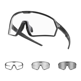 BangLong Photochromic Sports Sunglasses Cycling Running MTB Glasses for Men Women UV Protection (Black)