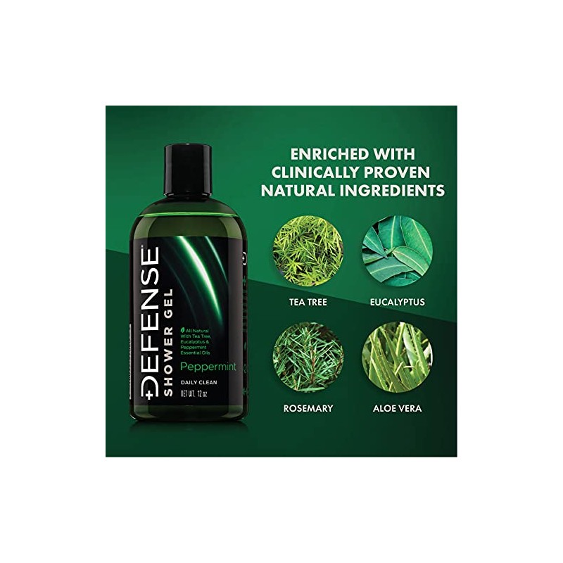 Defense Soap Peppermint Body Wash Shower Gel 12 Oz -