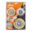 Norton Wire Brush Set, Clipper Wire Wheel Brush Set for Drill, Coated Brass Brushes for Cleaning, Crimped Wire Metal Brush, Pack of 6