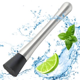 Cocktail Strainer Barware Cocktail Muddler,Cocktail Stirrer, Stainless Steel Stirrer, Lime Press Masher, Lime Hand Masher, Suitable for Home and Bar (25CM)