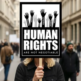 Human Rights Are Not Negotiable Protest Sign, Anti-Trump Resistance, Political Activist Poster, Rally Sign, Resist Fascism Protest Poster