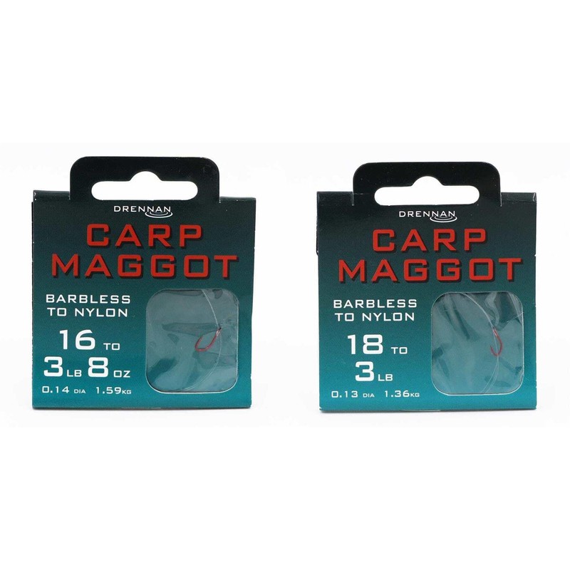 Drennan Carp Maggot Hooks To Nylon Barbless 18 To 3lb