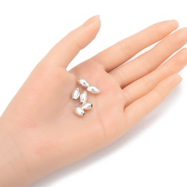 Adabele- 100 piezas | Cuentas espaciadoras de Metal de arroz ovaladas lisas de 10mm, latón chapado en plata con agujero grande para fabricación de joyería artesanal CF256-3