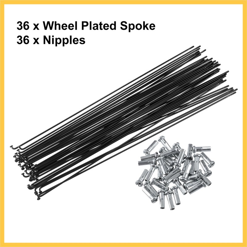 BULLSPANN 36pcs Steel Spokes for Bicycle Bike Spokes 14G 282mm