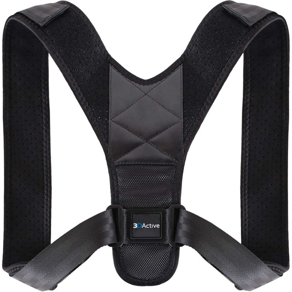 3DActive Posture Corrector for Men and Women, Adjustable Back Support for Clavicle Support, Breathable Back Strap for Neck Relief, Includes Carry Bag, Universal Fit