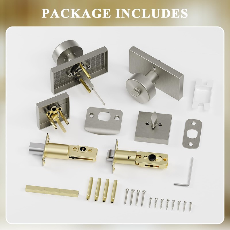 HIEMEY Brushed Satin Nickel Exterior Door Knob with Deadbolt and
