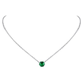PROSILVER May Emerald Necklace Birthstone Jewelry 925 Sterling Silver Green Necklaces for Women Trendy