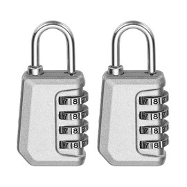 MECCANIXITY Combination Lock, 4 Digit Padlock Combination Outdoor Waterproof Locker Lock for Gym Luggage Home Sports Hasp Storage, Silver Pack of 2