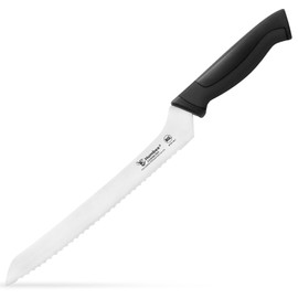 Humbee 10-Inch Offset Bread Knife with Width Wave Teeth (Serrated), Black, DT-31 Series