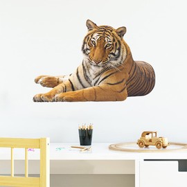 Boodecal Lying Tiger Jungle Safari Animal Kids Room Decor Sticker Peel & Stick Vinyl Art Decoration Boys Girls Toddler Teen Birthday Party Gift 22.4 in x 15.3 in