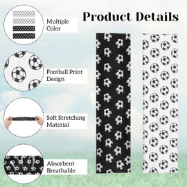 4PCS Elastic Soccer Headbands for Girls, Sport Headscarf with Soccer Ball Logos Soccer Bandana Thin Athletic Adjustable Soccer HeadHand