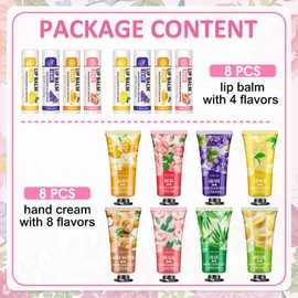 VISCOO 16 Pack Bulk Lip Balm and Hand Cream Set, Valentines Day Gifts for Her, Thank You Bridal Wedding Favors for Guests, Mothers Day Gifts, Teacher Appreciation Gift and Nurse Gift