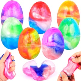 7 Pack Galaxy Slime Kit for Kids, Glitter Space Slime Party Favors, Stretchy Mess-Free Cosmic-Themed Sensory Toys, Birthday Easter Slime Eggs Goodie Bag Fillers Classroom Rewards for Boys Girls