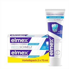 elmex Opti-Schmelz Professional Toothpaste White Enamel 2 x 75 ml - Strong Enamel and Whiter Teeth with Less Discolouration