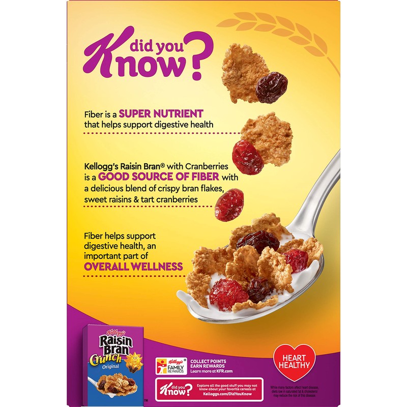Kellogg's Raisin Bran, Breakfast Cereal, Original with Cranberries, Good Source
