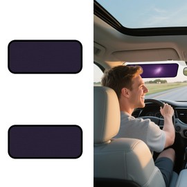 XCBYT Square Car Window Shades for Windshield & Side Windows, 2-Pack Static Cling Glare Blocker, Removable Tint, Long Size for Wider Coverage, Semi-Transparent with Strong Hold (15.75" x 7.09")