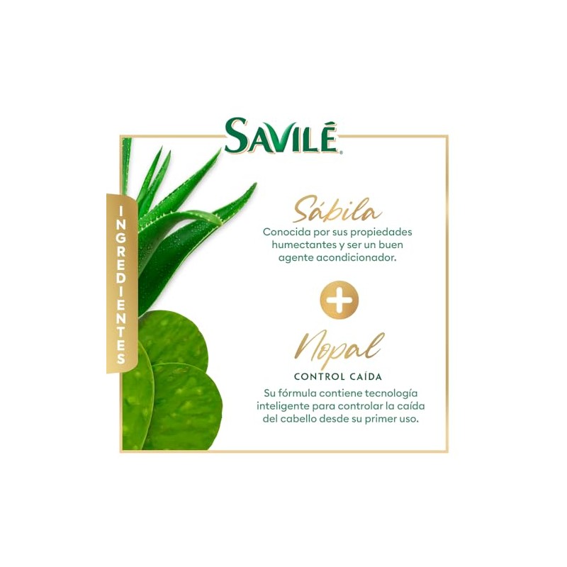Savilé Crema para Peinar Control Caída con Nopal, Verde, 300