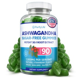 Sugar-Free Ashwagandha Gummies for Stress, Sleep & Mood Support - High-Potency 30:1 Ashwagandha Supplement Extract - Vegan Adaptogen Supplement for Women & Men, Natural Flavor, Plant-Based, 90 Gummies
