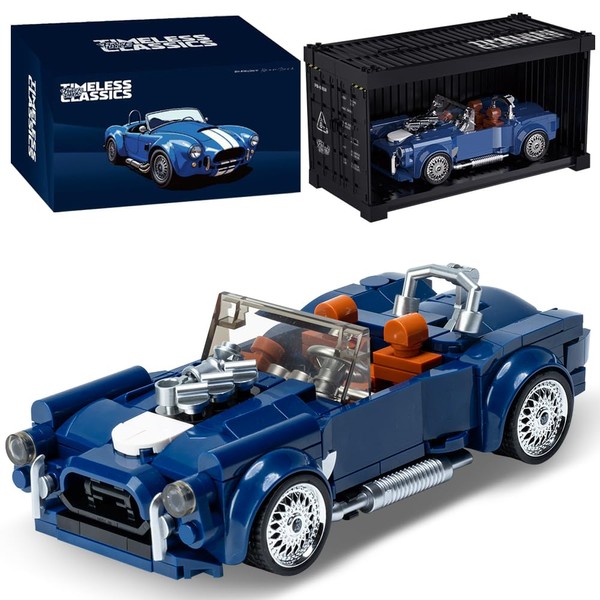 DUANT PB8818 1:32 Blue Convertible Sports Car Buliding Blocks Set,