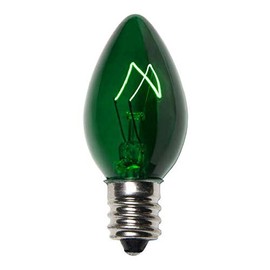 25 Pack C7 Outdoor String Light Christmas Replacement Bulbs Green C7 E12 Candelabra Base 5 Watt Holiday Light Depot