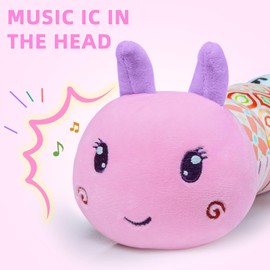 Ussybaby Baby Infant Musical Toy Soft Stuffed Animal Toy with Multi Textures,Rattle,Crinkle,Newborn Baby Toy for 0 3 6 9 12 Months Girls Boy Gift,Caterpillar，Pink