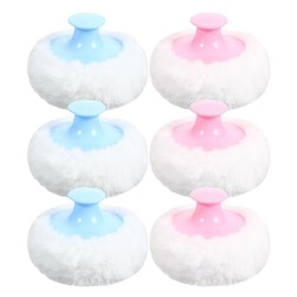 6 borlas suaves para polvos de bebé aplicador de maquillaje de felpa para talco corporal infantil - Almohadilla redonda para polvos - Borla de mezcla 