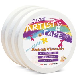 XUNAXI 3 Packs Artist Tape Medium Tack White Art Tape for Watercolor Paper Drafting Art Painting Canvas Framing Acid Free Masking Tape- 0.5IN Wide 297FT Long Total
