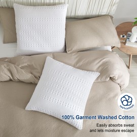 PHF 100% Cotton Waffle Weave Euro Sham Covers, 2 Pack 26" x 26" Pillow Covers for Elegant Home Decorative, No Insert, Aesthetic Decorative Euro Throw Pillow Covers for Bed Couch Sofa, White
