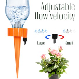 18 Pcs Self Watering Spikes Devices for Plant, Outdoor Automatic Plant Drip Irrigation System with Slow Release Control Valve Switch, Vacation Watering System for Indoor and Outdoor Pots