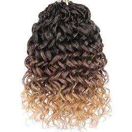 Mscat Gogo Curl Crochet Hair 10 Inch 8 Packs Black Ocean Wave Crochet Hair Pre Looped Deep Twist Goddess Box Braids Short Curly Water Wave Synthetic Braiding Hair for Women Girl Kids(8 Packs, 1B3027#)
