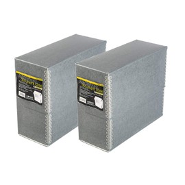 Lineco Archival Document Storage Box with Metal Edge, Acid-Free Gray Boxboard, Organize and Store Files, Prints, Photos, Letter-Sized Case 12.5" x 10.5" x 5" Wide, Pack of 2