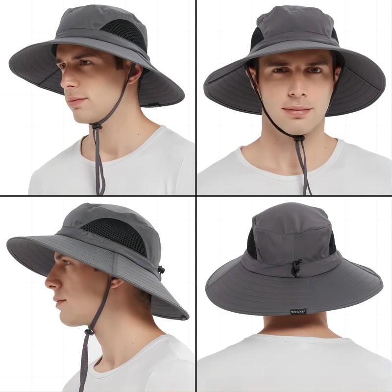 Wide Brim Sun Bucket Hat, Waterproof Boonie Hat for Men