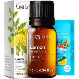 Gya Labs Lemon Essential Oil - 0.34 Fl Oz - 100% Pure Lemon Oil for Hair, Skin, Teeth and Gums, Diffuser, Aromatherapy & DIY Candle Making Scent