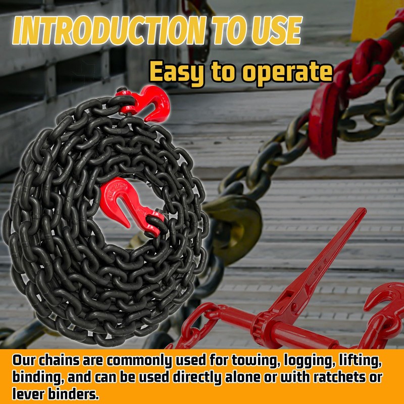 SENKEYFE G80 Safety Binder Chain 3/8"×20 FT,Wll 7100 lbs Working