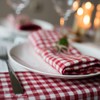 Linen & Cotton Gingham Tablecloth Estella - 100% Linen, White