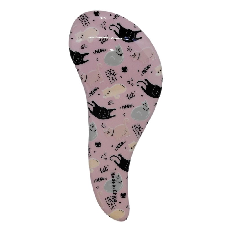 Cala Tangle-Free Pink Hair Brush: Multi-Meow, Detangles, Minimizes Breakage, All