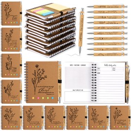 Watersay 60 Pcs Christian Gifts Bulk Prayer Journal Bible Verse Notebooks with Sticky Notes Christian Bamboo Ballpoint Pens Religious Notepad Church Gifts for Women Men Sunday School (Study Page Style)
