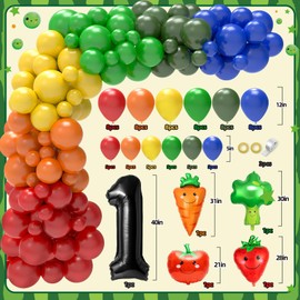 NANAGALI Hey One Bear Sensory Fruit Birthday Decorations - Dancing Fruit 1st Birthday Party Backdrop Balloons Arch Box High Chair Banner for Baby Boys Girls