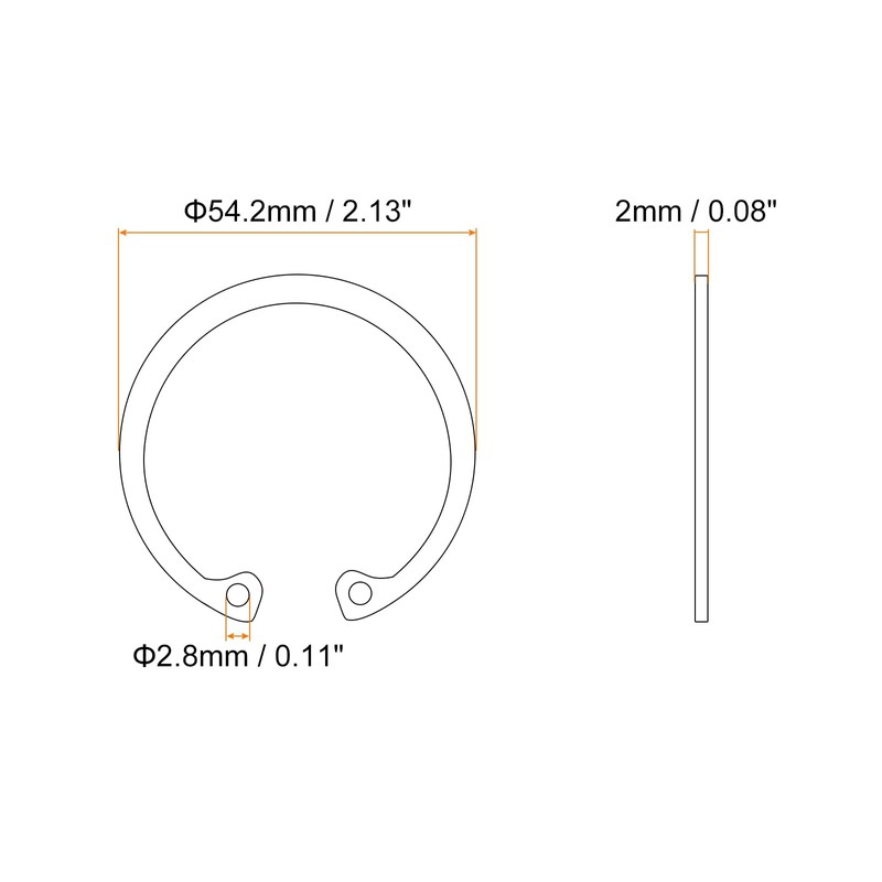 sourcing map 10Pcs 50mm Internal Retaining Ring Circlip, 65 Mn