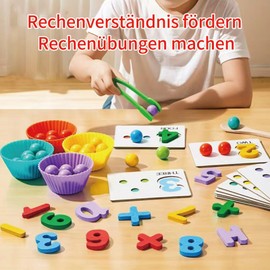 KUKUTrue® Montessori Spielzeug 3 4 5 Jahre, Mathe Zählen Lernen Spielzeug, Spiele ab 3 Jahre, Motorikspielzeug, Lernspiel, Feinmotorik, Hand-Auge-Koordination, Geschenk 3-5 Jahre Kinder Junge Mädchen