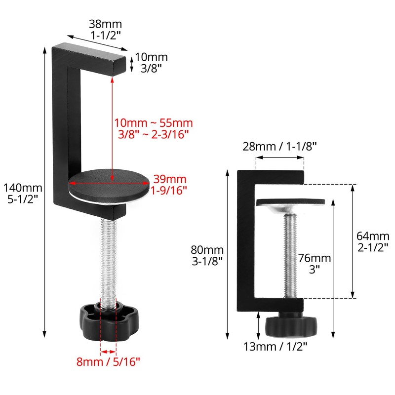 QWORK® Adjustable G Clamps, Small G Clamps, Universal Bar Clamps,