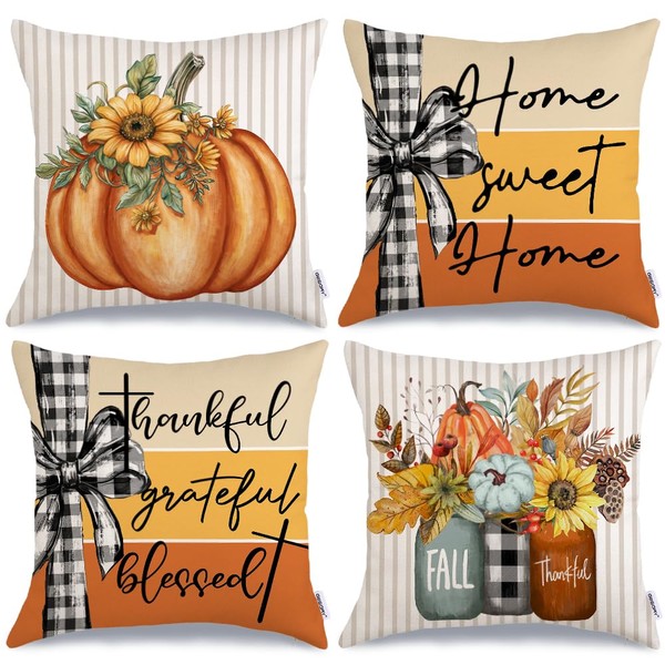 GEEORY Fall Throw Pillow Covers 20x20 Inch Set of 4,