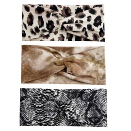 Headbands for Women, 3 Pieces Headband Women's Wide Elastic Boho Hair Bands, Elastic Hair Bands for Women, Turban, for Short Hair, Yoga, Workout, Running, Sports, Multicoloured