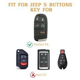 vehicleloong Key Fob Cover Case Shell Keychain for Jeep Grand Cherokee Compass Wrangler Renegade Dodge Durango Charger Challenger Dart Journey Chrysler 200 300 Accessory Accessories, Gold Pink, TPU