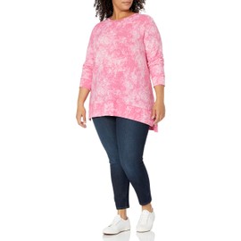 Jessica Simpson Women's Sky Side Slit Easy Knit Top, Wild Orchid Print, Small