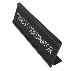 HEALLILY Shaped Aluminum Desk Plaque For Mediator Funny Chaos Coordinator Sign Easy Setup Office Name Plate For Home Office Desk Decoration