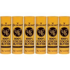 Cococare 100% Cocoa Butter Stick - All-Natural Cocoa Butter Emollient for Ultimate Skin Hydration & Protection - The Yellow Stick - (6 Pack)