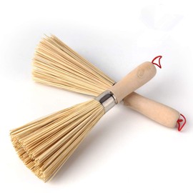 Sansheng 2 Pack Bamboo Wok & Pot Brush Set - Cleaning Brushes for Pans, Pots, and Handles