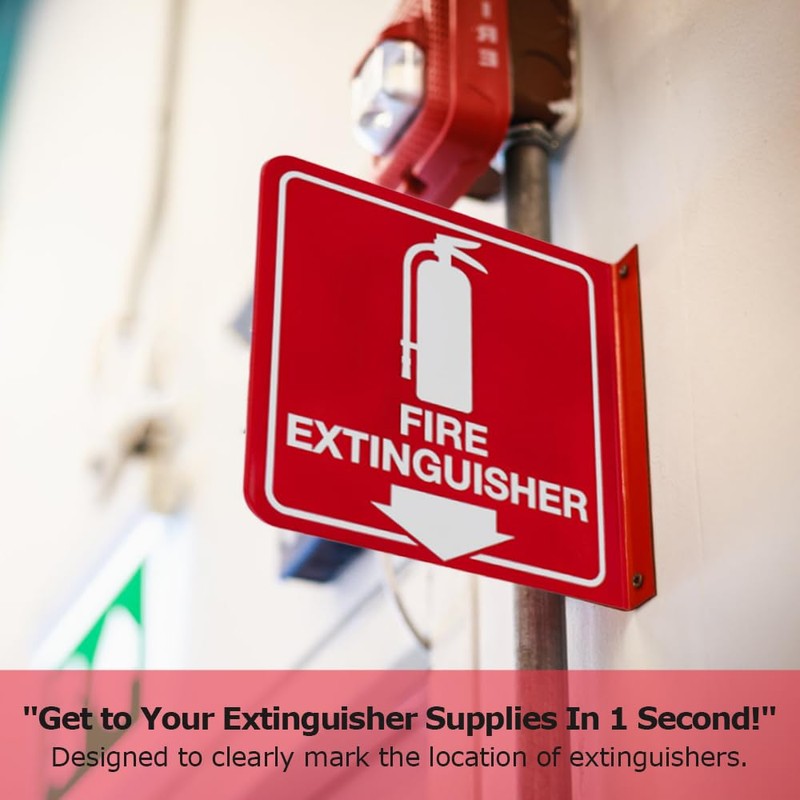 Fire Extinguisher Projecting Sign with Down Arrow - Shopping Office